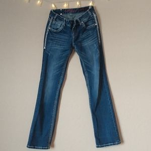 Rock & Roll Cowgirl but cut jeans, dark wash